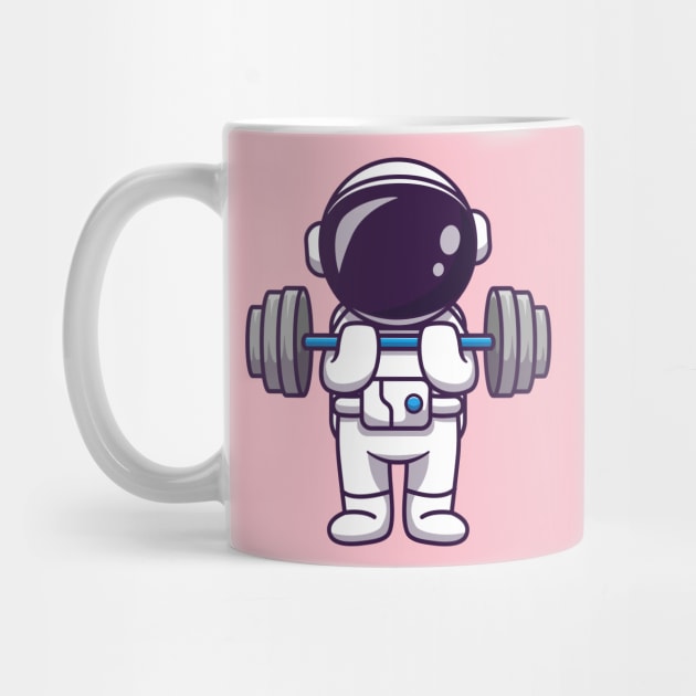 Cute Astronaut Lifting Dumbbell by Catalyst Labs